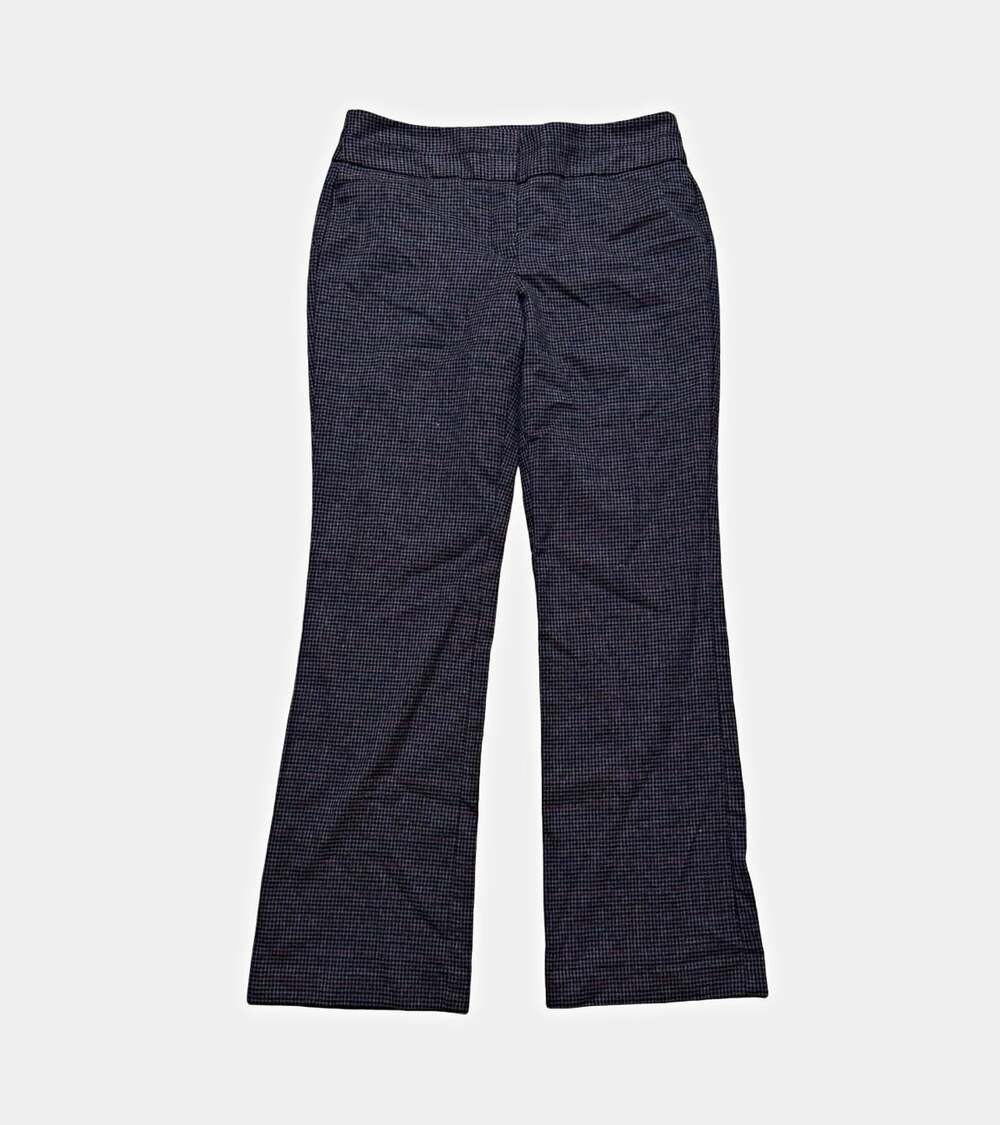 LOFT Women’s Dress Pants Gray Pink Checked Flat Front Cotton Blend Size 6